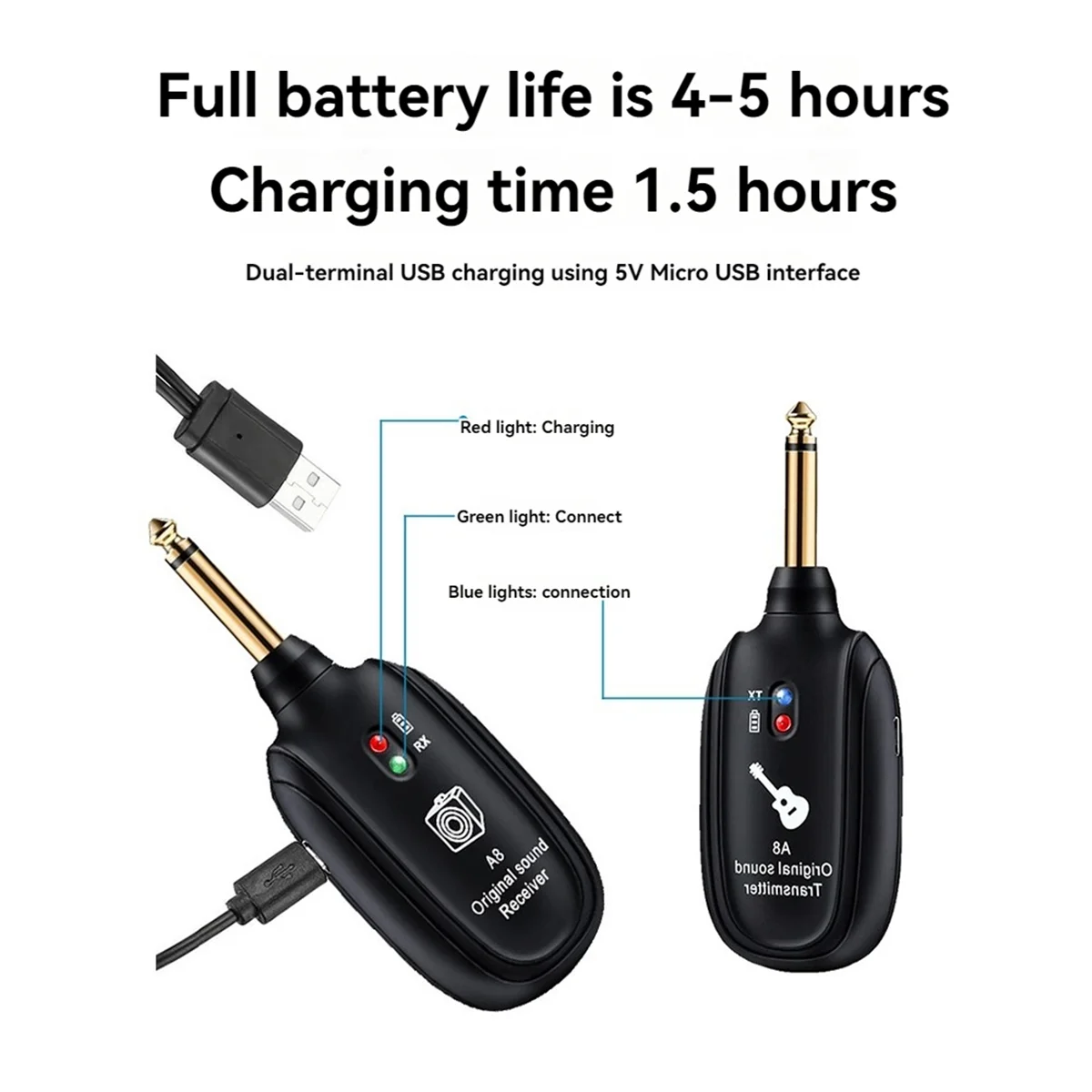 Wireless Guitar System UHF Audio Wireless Transmitter Receiver for Acoustic Guitar Bass Violin Keyboard
Wireless Guitar System UHF Audio Wireless Transmitter Receiver for Acoustic Guitar Bass Violin Keyboard