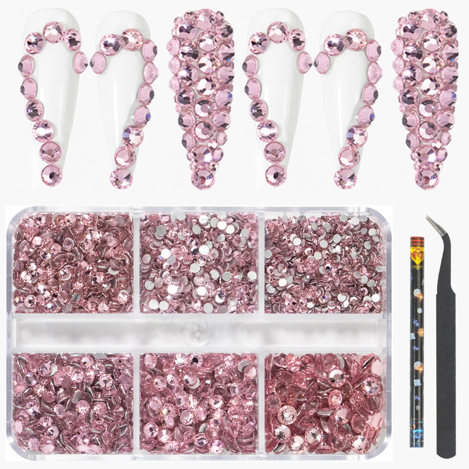HNUIX Luxury Shini 3D Diamond Light Pink multi-size Nail Rhinestones Charms Flat Bottom Crystals Nail Art 3D Decoration Gem Kit
HNUIX Luxury Shini 3D Diamond Light Pink multi-size Nail Rhinestones Charms Flat Bottom Crystals Nail Art 3D Decoration Gem Kit