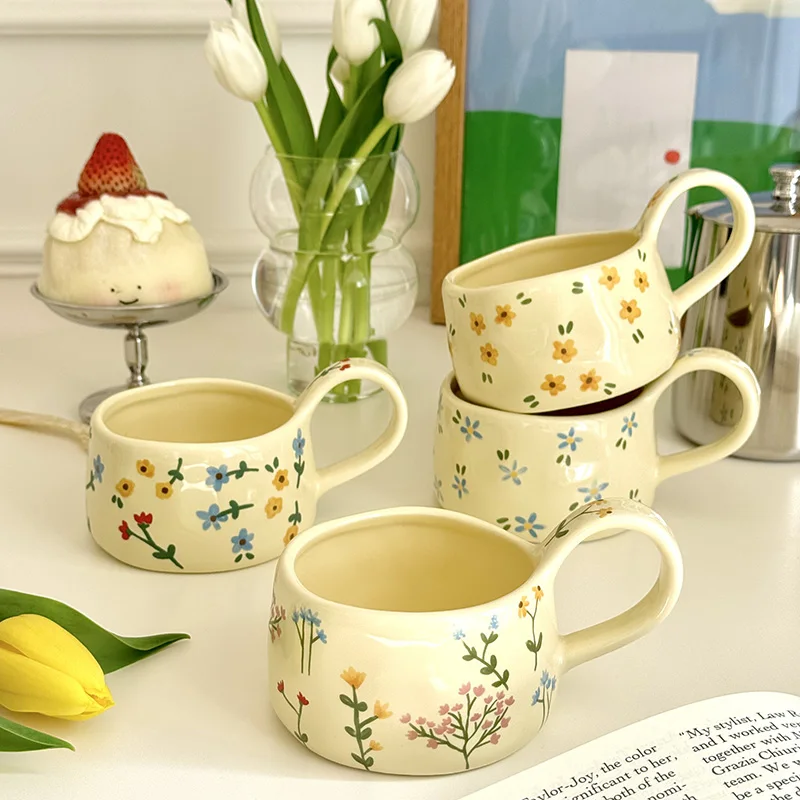 For Korean Style Ceramic Mug Cute Hand Pinched Irregular Small Flower Pattern Coffee Cup Breakfast Milk Tea Cups Gift for Kids G 
For Korean Style Ceramic Mug Cute Hand Pinched Irregular Small Flower Pattern Coffee Cup Breakfast Milk Tea Cups Gift for Kids G
