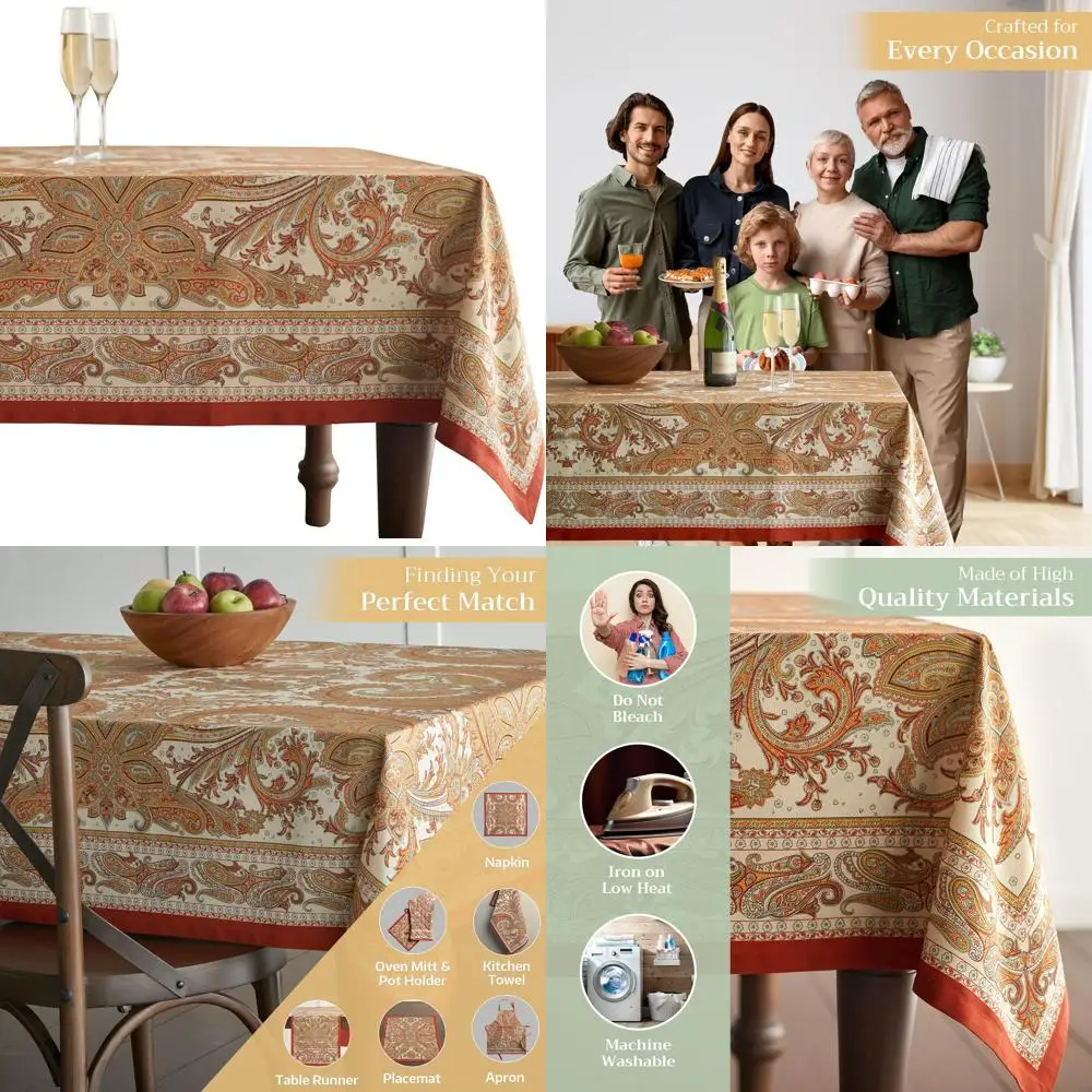 Cotton Rectangle Tablecloth 100% Cotton 70x108 Inches, Fall Themed, Reusable for Everyday and Thanksgiving Celebrations
Cotton Rectangle Tablecloth 100% Cotton 70x108 Inches, Fall Themed, Reusable for Everyday and Thanksgiving Celebrations