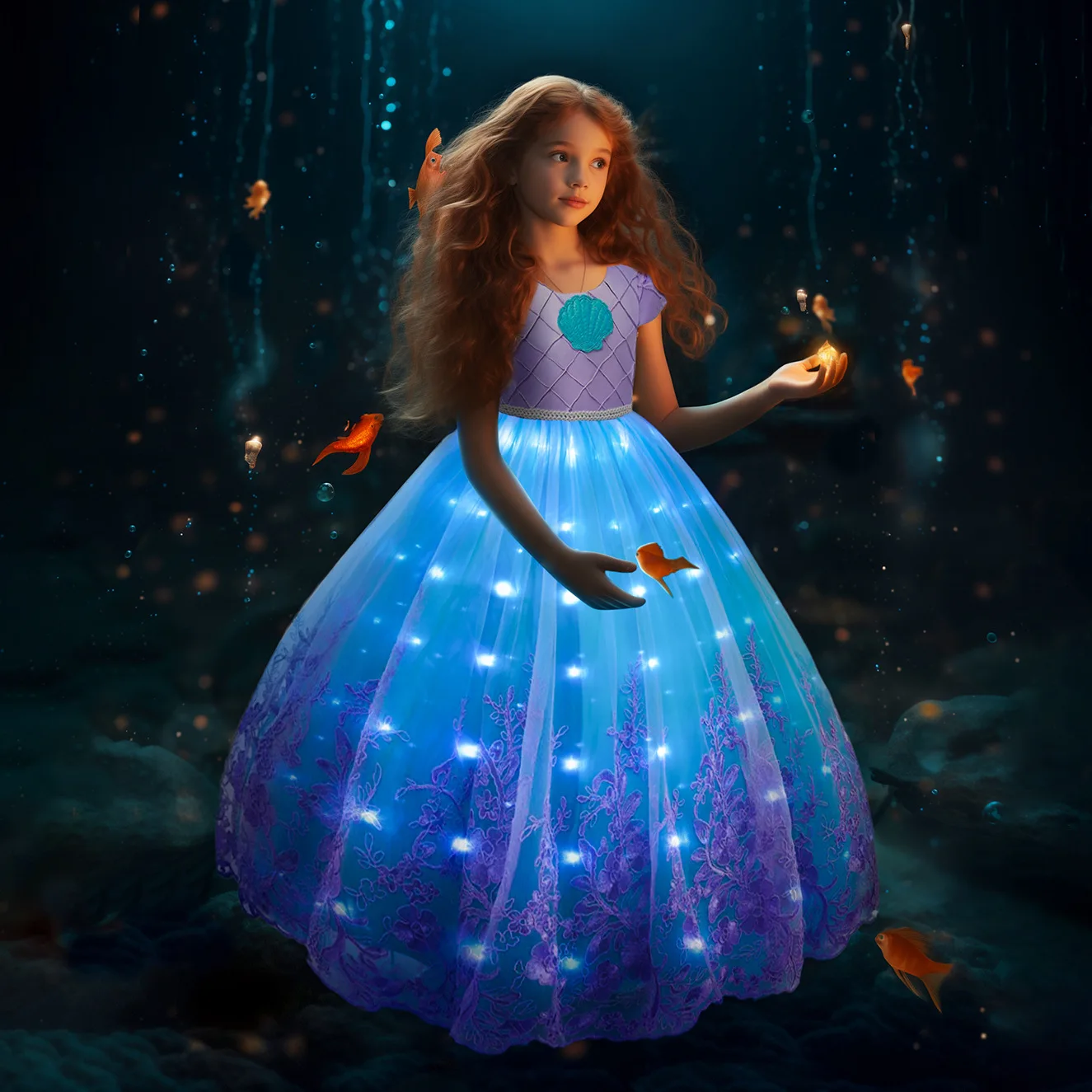 Classic Blue Sleeveless Mermaid Princess Dress Girl Cosplay Mermaid Birthday Party Summer Beach Dress + Night LED Lighting Set
Classic Blue Sleeveless Mermaid Princess Dress Girl Cosplay Mermaid Birthday Party Summer Beach Dress + Night LED Lighting Set