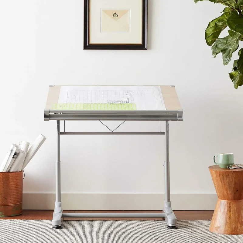 Adjustable Height & Angle Drafting Table, 40×26D Large Surface Drawing Desk, Silver Frame with Birch Top, Multi-Purpose Tilti
Adjustable Height & Angle Drafting Table, 40×26D Large Surface Drawing Desk, Silver Frame with Birch Top, Multi-Purpose Tilti