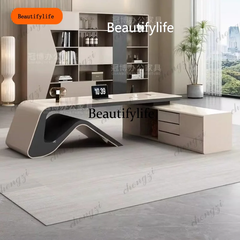 B456 Luxury L-Shaped Executive Desk with Long Cabinet 1.8-3.2m Modern Boss Office Desk High-End CEO Desk for Premium Office furn
B456 Luxury L-Shaped Executive Desk with Long Cabinet 1.8-3.2m Modern Boss Office Desk High-End CEO Desk for Premium Office furn