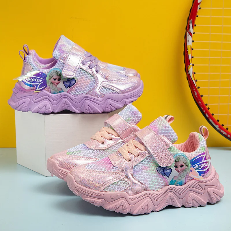 Disney Girls' Casual Shoes Mesh Children's Elsa Princess Sports Shoes Fashion Children's Pink Purple Shoes Sneakers Size 26-37
Disney Girls' Casual Shoes Mesh Children's Elsa Princess Sports Shoes Fashion Children's Pink Purple Shoes Sneakers Size 26-37