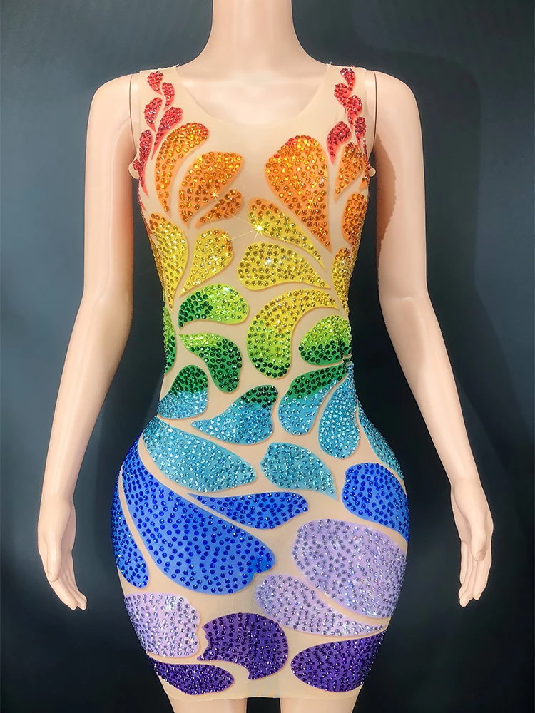 Rhinestones Sleeveless Mesh Transparent Short Bodycon Dress Sexy Sparkly Multicolor Women Birthday Celebrate Prom Dance Dress
Rhinestones Sleeveless Mesh Transparent Short Bodycon Dress Sexy Sparkly Multicolor Women Birthday Celebrate Prom Dance Dress