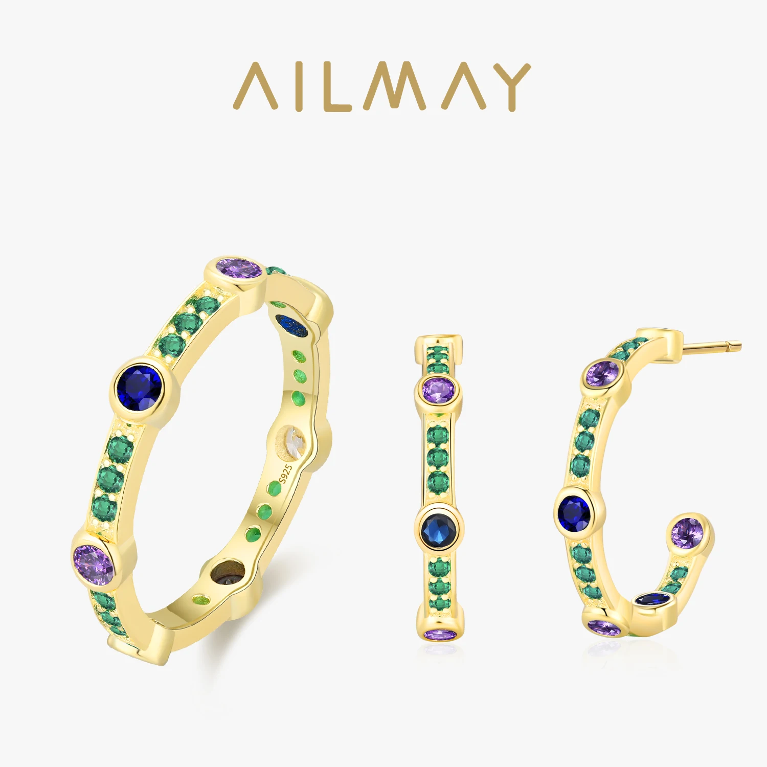 Ailmay модные серьги из стерлингового серебра 925 пробы с цветным цирконом, серьги для женщин, модный свадебный подарок, комплект ювелирных изделий золотого цвета
Ailmay модные серьги из стерлингового серебра 925 пробы с цветным цирконом, серьги для женщин, модный свадебный подарок, комплект ювелирных изделий золотого цвета
