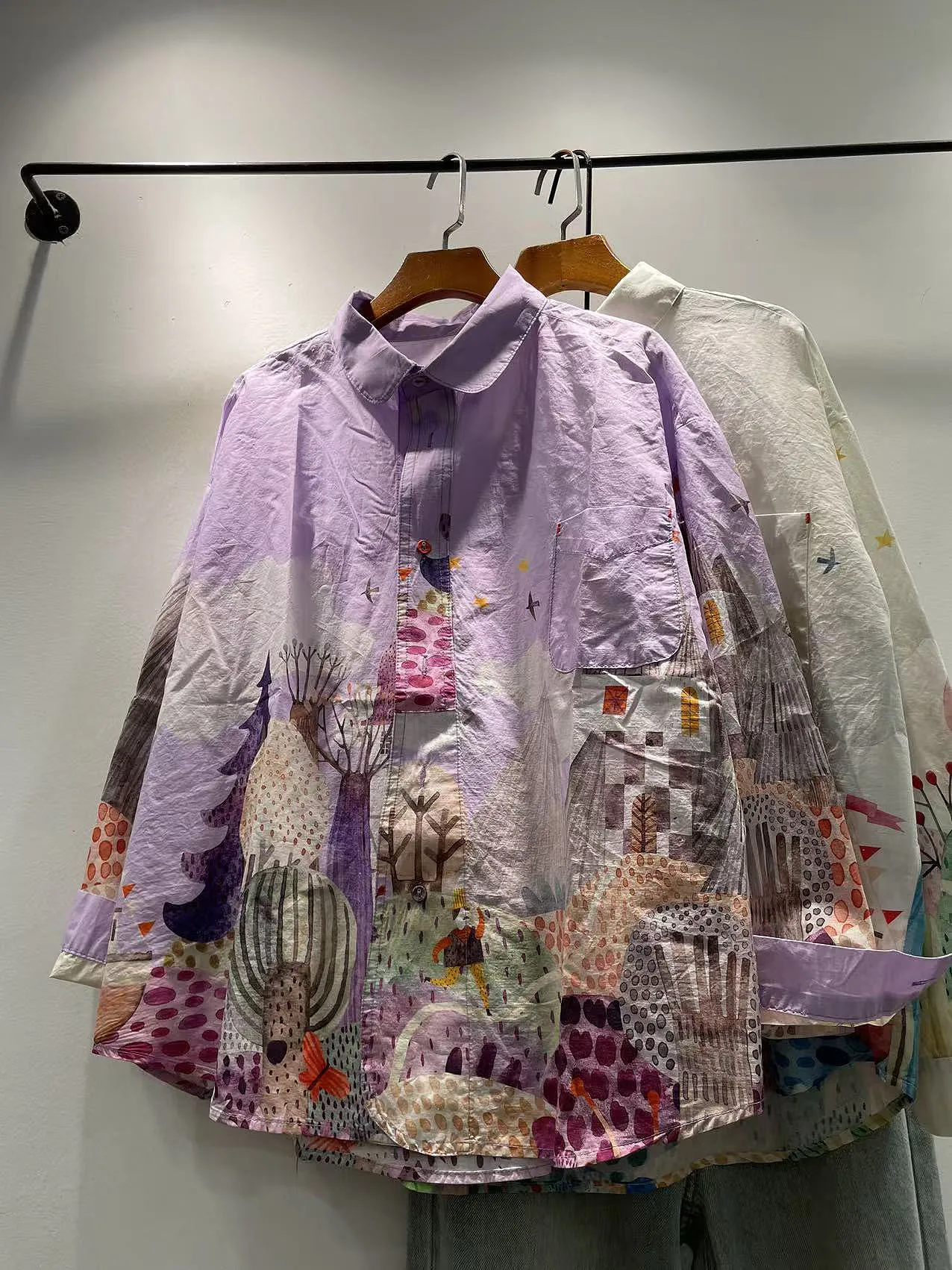 Spring Autumn Women's Loose Fit Pure Cotton Long Sleeve Shirt Korean Style Print Collar Single Button Purple Casual Fashion
Spring Autumn Women's Loose Fit Pure Cotton Long Sleeve Shirt Korean Style Print Collar Single Button Purple Casual Fashion