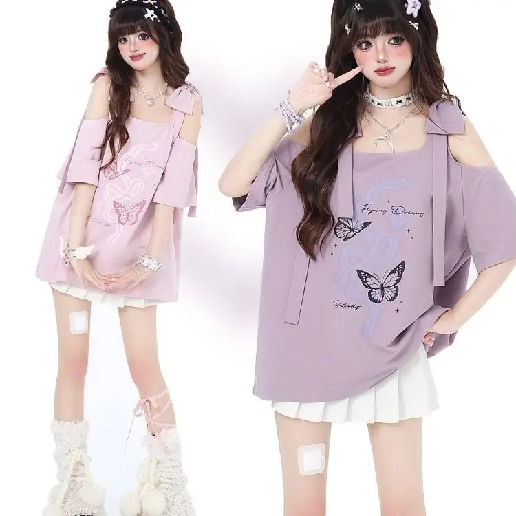 Off Shoulder Bow Printed Short Sleeved T-shirt + Simple A-line Mini Pleated Skirt 2 Piece Sets Womens Outfits Sweet Y2k Suits
Off Shoulder Bow Printed Short Sleeved T-shirt + Simple A-line Mini Pleated Skirt 2 Piece Sets Womens Outfits Sweet Y2k Suits