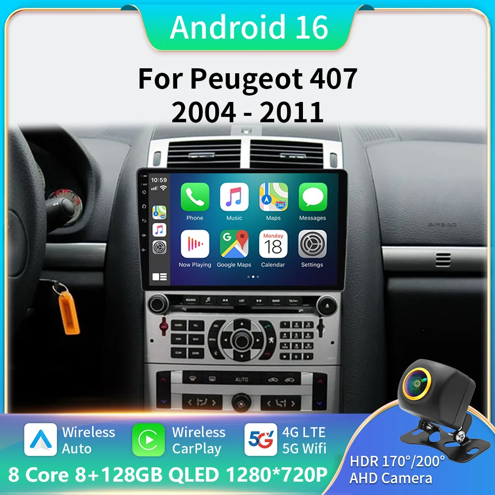 Android Auto For Peugeot 407 1 2004 - 2011 Car Radio Video Multimedia Player Navigation GPS Carplay Stereo 5G Wifi No 2Din DVD
Android Auto For Peugeot 407 1 2004 - 2011 Car Radio Video Multimedia Player Navigation GPS Carplay Stereo 5G Wifi No 2Din DVD