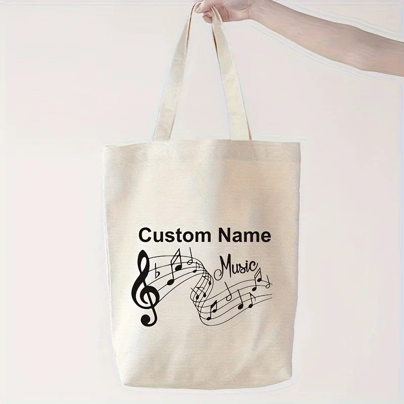 Personalized Canvas Tote Bag with Music Note Design - Custom Name, Beige Shoulder Bag for Travel, Shopping, Business
Personalized Canvas Tote Bag with Music Note Design - Custom Name, Beige Shoulder Bag for Travel, Shopping, Business