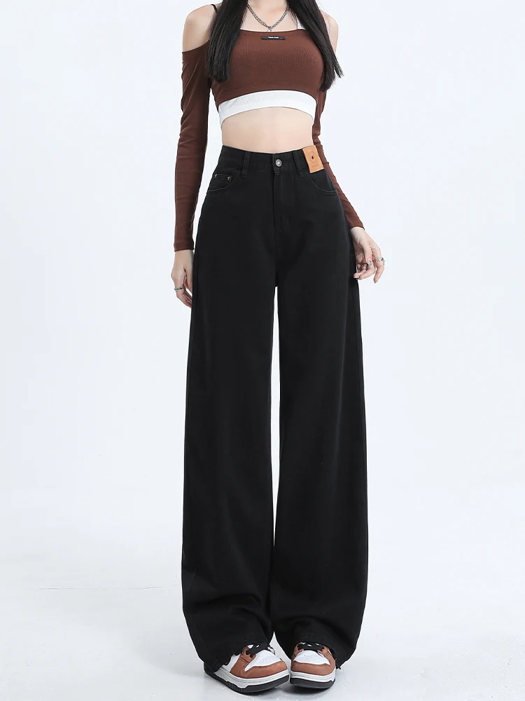 American Style High Waist Loose Fit Black Wide Leg Jeans Women's New 2023 Floor Length Straight Cut Denim Pants
American Style High Waist Loose Fit Black Wide Leg Jeans Women's New 2023 Floor Length Straight Cut Denim Pants