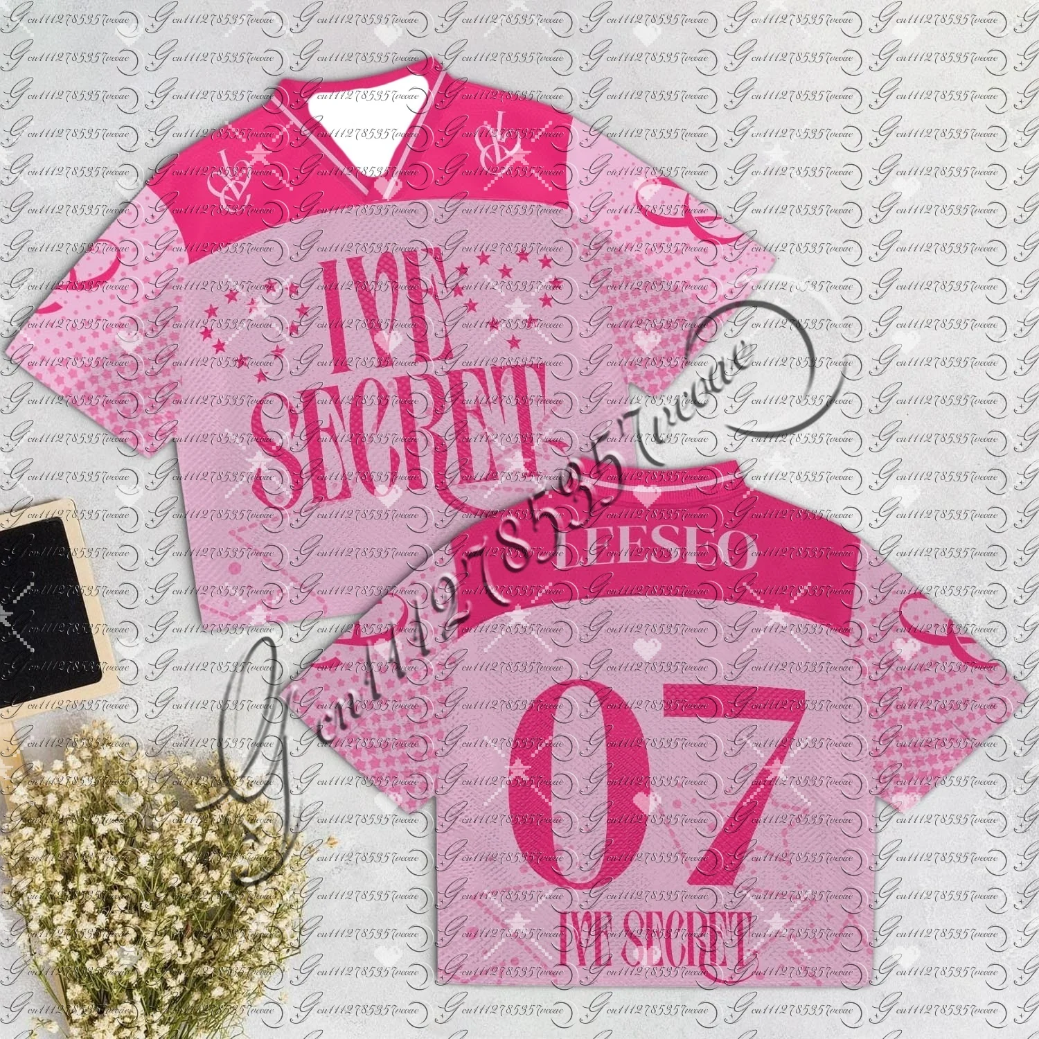IVE Fan Pink SECRET Jersey, Y2K Star & Heart Print, Oversized V-neck Unisex Polyester Streetwear Top
IVE Fan Pink SECRET Jersey, Y2K Star & Heart Print, Oversized V-neck Unisex Polyester Streetwear Top