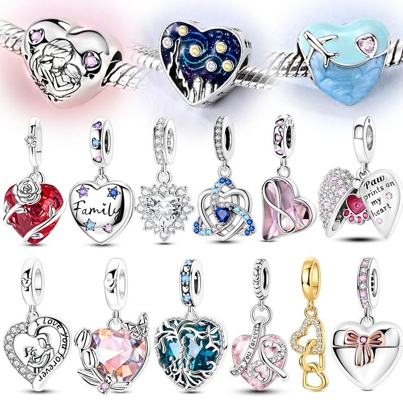 925 Sterling Silver Charms Beads Pendant Heart-shaped Eternal Love Family Fit Charm Bracelet DIY Women Jewelry Gift
925 Sterling Silver Charms Beads Pendant Heart-shaped Eternal Love Family Fit Charm Bracelet DIY Women Jewelry Gift