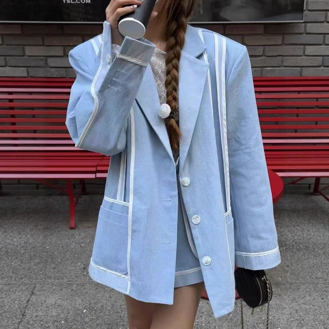 SuperAen Korean Style Design Patchwork Striped Suit for Women 2025 Autumn New Contrast Color Fashion Notched Blazer
SuperAen Korean Style Design Patchwork Striped Suit for Women 2025 Autumn New Contrast Color Fashion Notched Blazer