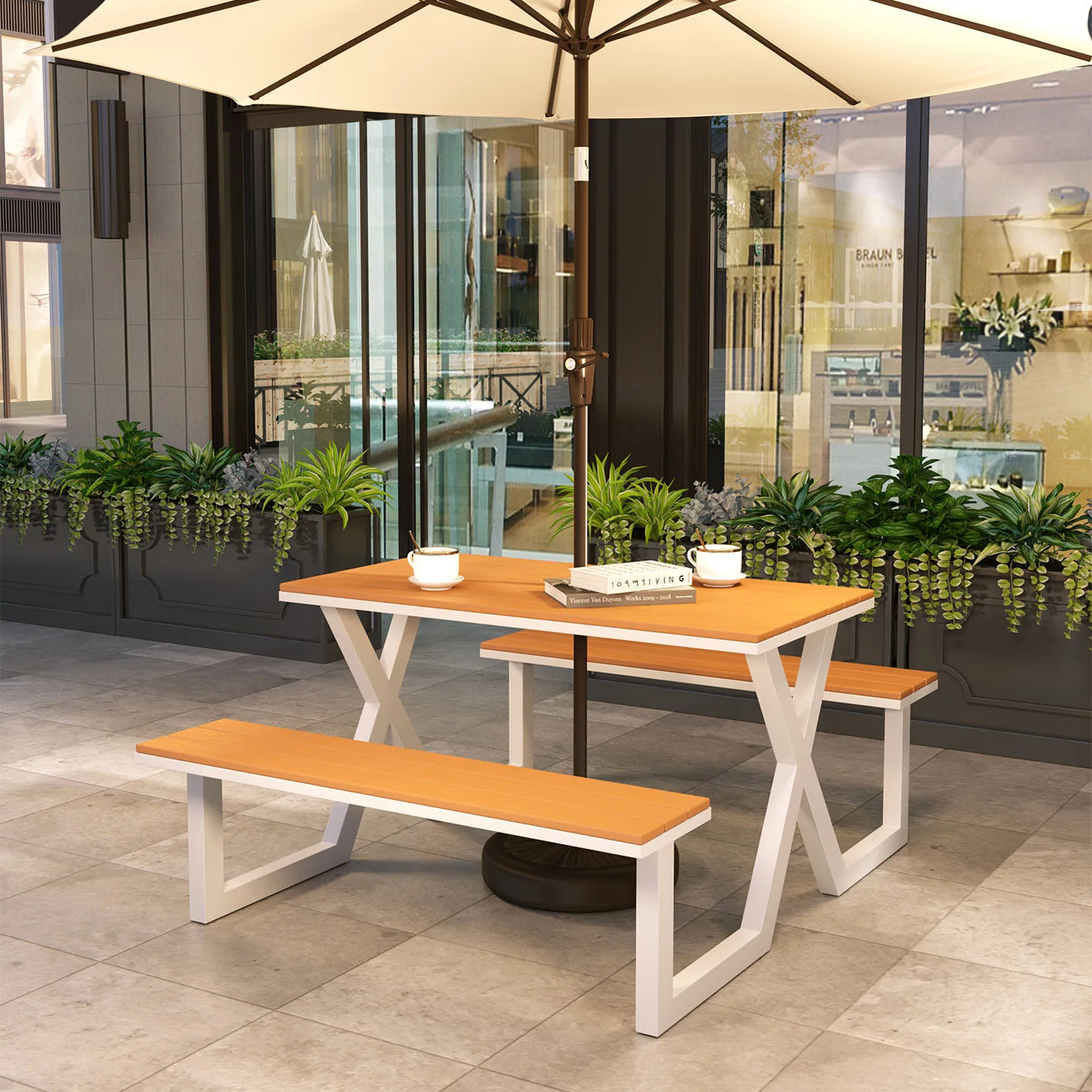 Стол и стулья для отдыха на открытом воздухе Цельный обеденный стол для сада во дворе
Стол и стулья для отдыха на открытом воздухе Цельный обеденный стол для сада во дворе