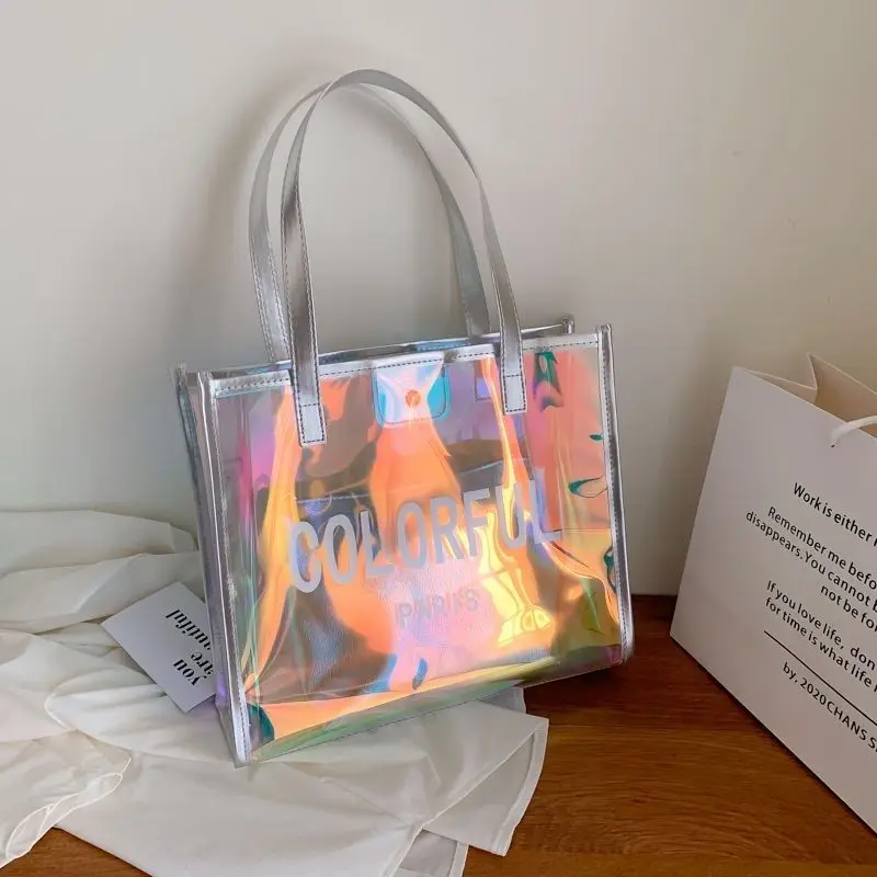 Women's Jelly Tote Bag Waterproof Transparent PVC Laser Bag Summer Trend Beach Bag Large Capacity Shoulder Bag
Women's Jelly Tote Bag Waterproof Transparent PVC Laser Bag Summer Trend Beach Bag Large Capacity Shoulder Bag