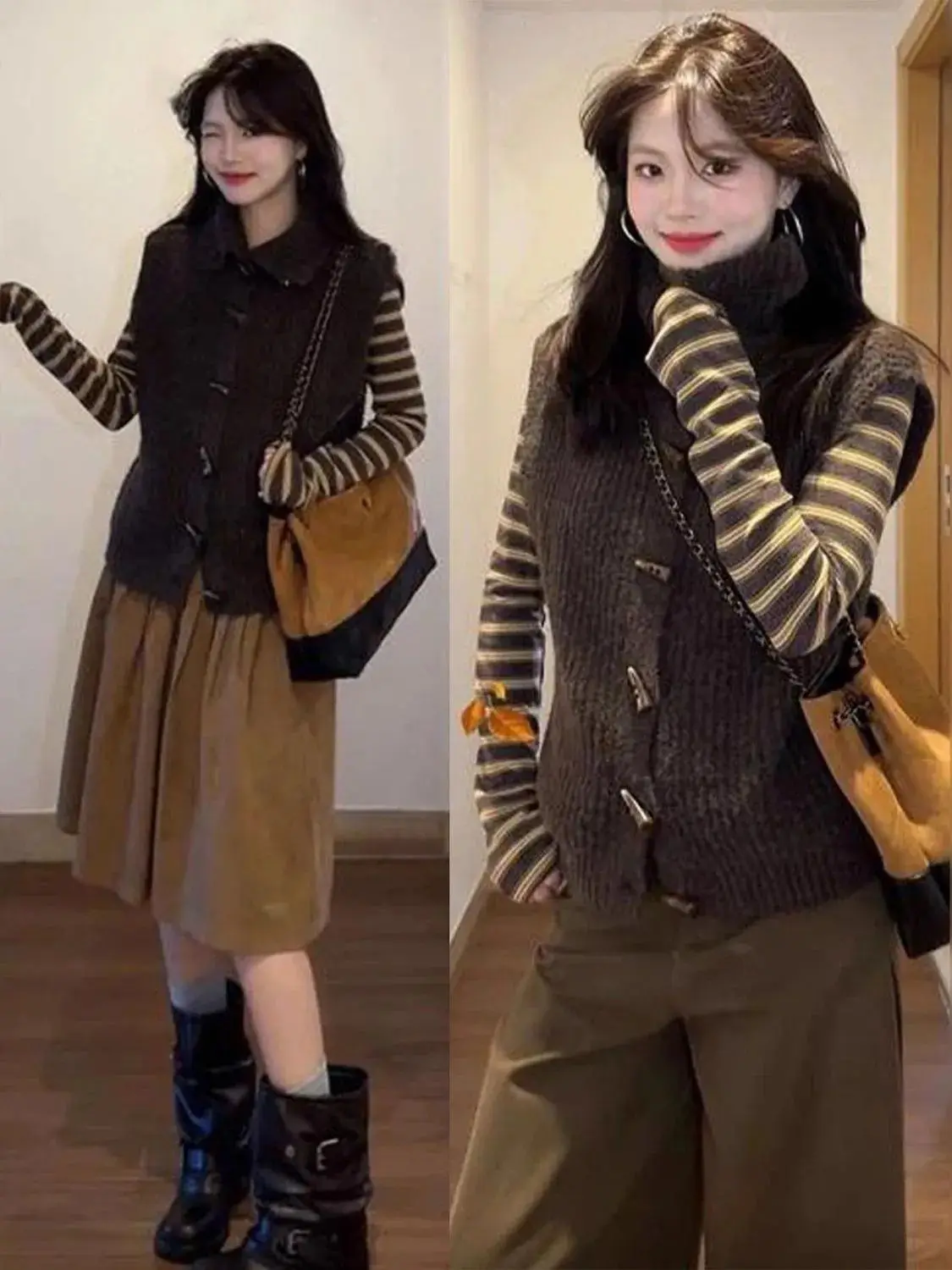Caramel Knitted Sweater Vest Women's Autumn Winter High Collar Outerwear Retro College Sle Button up Long Sve Top
Caramel Knitted Sweater Vest Women's Autumn Winter High Collar Outerwear Retro College Sle Button up Long Sve Top