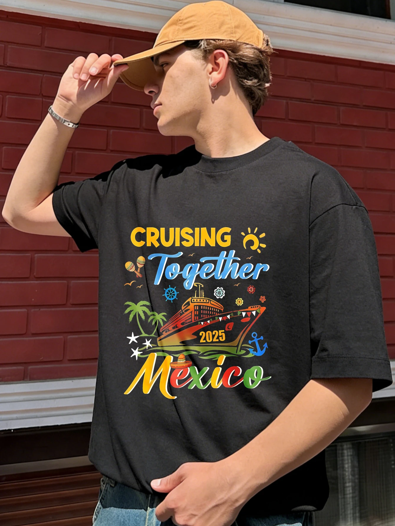 Мужская хлопковая футболка оверсайз с забавным принтом «Cruising Together 2025 Mexico», летняя, повседневная, с коротким рукавом
Мужская хлопковая футболка оверсайз с забавным принтом «Cruising Together 2025 Mexico», летняя, повседневная, с коротким рукавом