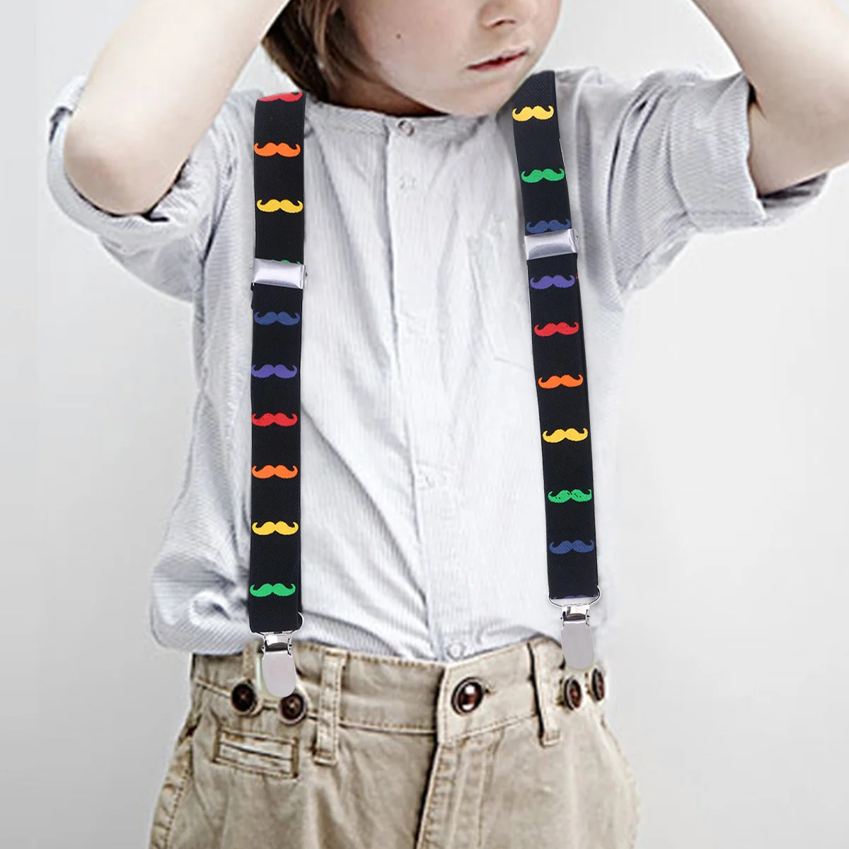 1pc Beards Pattern Suspenders Y-shape Elatic Belt Strap Braces 3 Clip Buckle Suspenders for Children Kids (Black with Colorful B
1pc Beards Pattern Suspenders Y-shape Elatic Belt Strap Braces 3 Clip Buckle Suspenders for Children Kids (Black with Colorful B