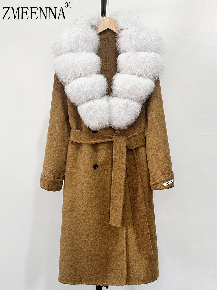 ZMEENNA Luxurious Women's Camel Wool Blend Coat With White Faux Fur Collar Belted Warm Winter Outerwear Elegant ZM3550
ZMEENNA Luxurious Women's Camel Wool Blend Coat With White Faux Fur Collar Belted Warm Winter Outerwear Elegant ZM3550