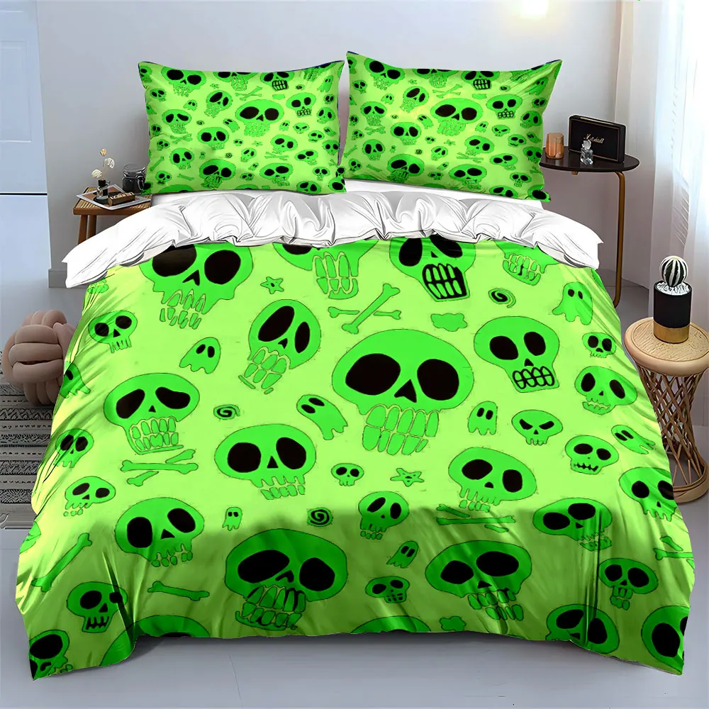 Green Skull Pattern Decor Set Bedding Set with 1 Duvet Cover 2 Pillowcases Single Double King Queen, Gift
Green Skull Pattern Decor Set Bedding Set with 1 Duvet Cover 2 Pillowcases Single Double King Queen, Gift