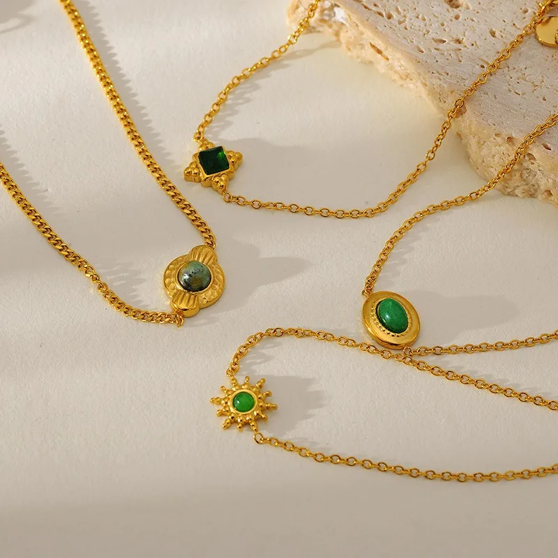 Stainless Steel Calaite Sun Pendant Bracelet For Women Trend Round Natural Stone Zircon Jewelry Aesthetic Gold Color Hand Chain
Stainless Steel Calaite Sun Pendant Bracelet For Women Trend Round Natural Stone Zircon Jewelry Aesthetic Gold Color Hand Chain