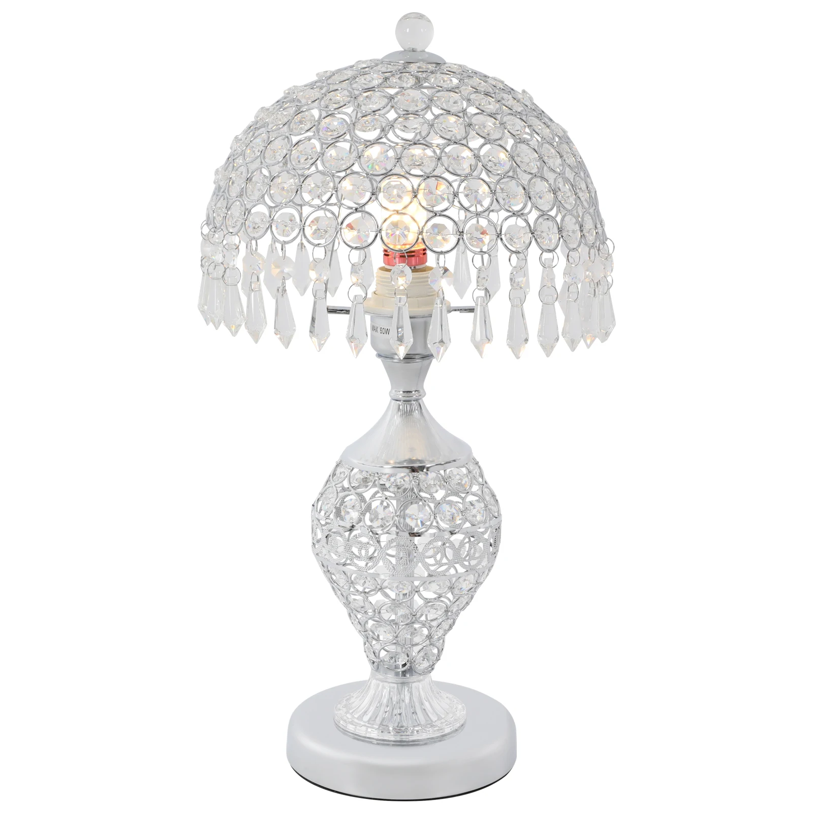 Crystal Table Lamp with Silver Iron Frame, E26 Holder for LED Bulbs, Soft Lighting for Bedroom, Living Room, Office, and Home De
Crystal Table Lamp with Silver Iron Frame, E26 Holder for LED Bulbs, Soft Lighting for Bedroom, Living Room, Office, and Home De