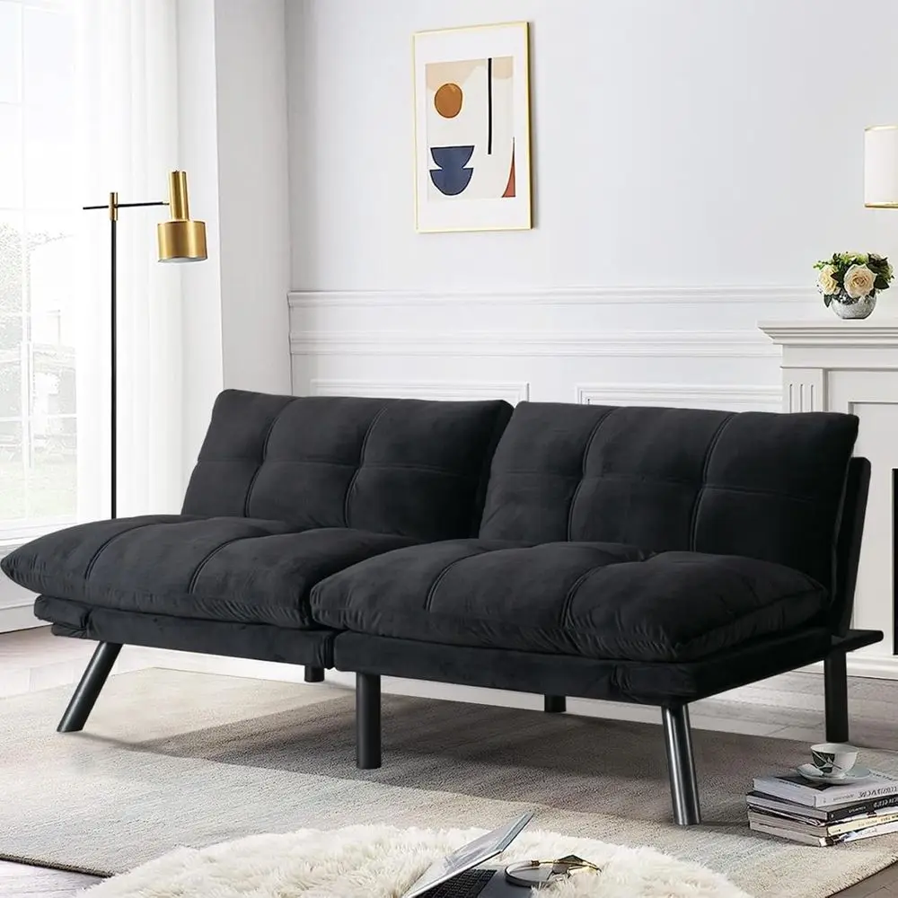 67 Double Sofa Bed, 2-in-1 Velvet Loveseat with Adjustable Backrest for Living Room or Bedroom (Black)
67 Double Sofa Bed, 2-in-1 Velvet Loveseat with Adjustable Backrest for Living Room or Bedroom (Black)