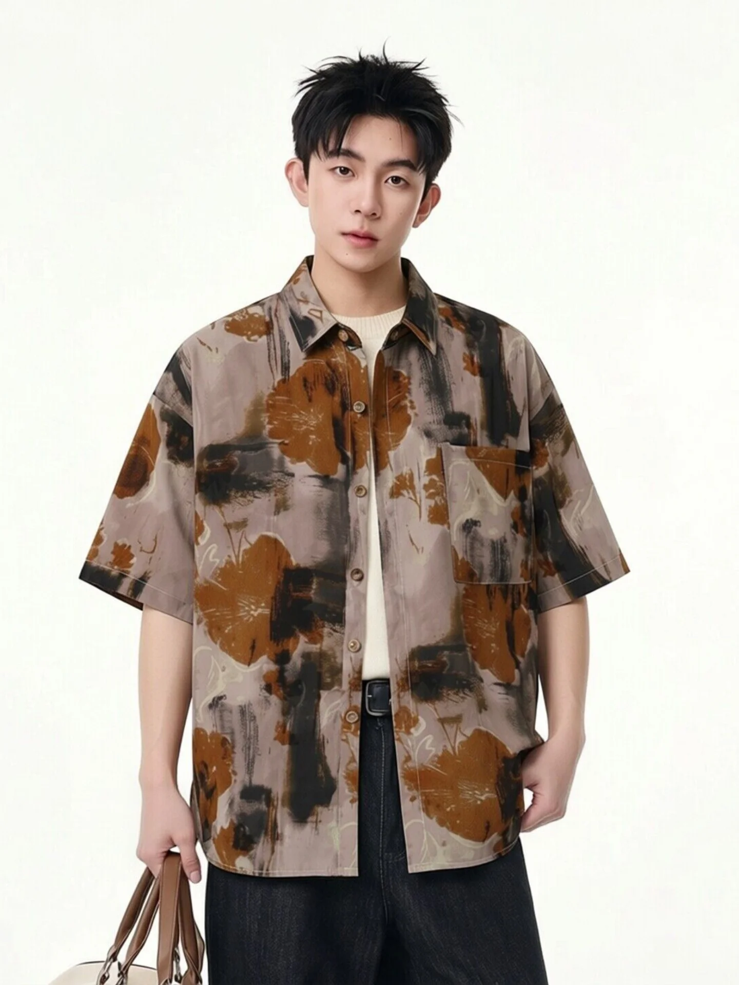 Retro Hong Kong Style Ice Silk Thin Summer Shirt for Men Hawaii Beach Print Casual Loose Fit Short Sleeve Flip Collar Top
Retro Hong Kong Style Ice Silk Thin Summer Shirt for Men Hawaii Beach Print Casual Loose Fit Short Sleeve Flip Collar Top