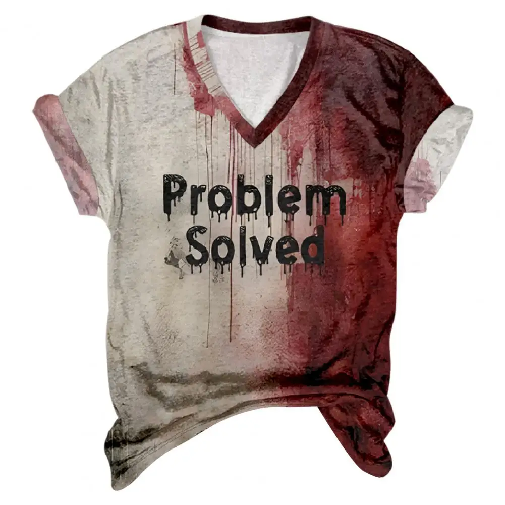 Women T-shirt V-neck Long Sleeve Blood Letter Print Tee Shirt Loose Fit Halloween Pullover Tops Festival Party Wear
Women T-shirt V-neck Long Sleeve Blood Letter Print Tee Shirt Loose Fit Halloween Pullover Tops Festival Party Wear