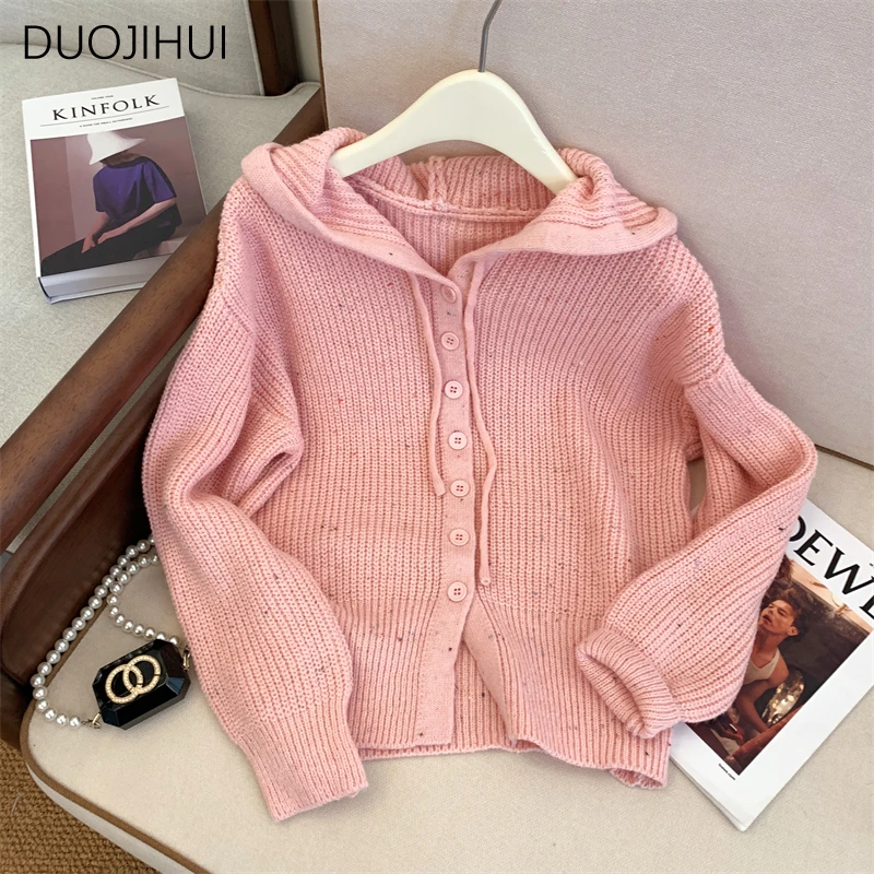 DUOJIHUI New Pink Sweet Basic Hooded Simple Female Cardigan Fashion Drawstring Classic Single Breasted Pure Color Women Cardigan
DUOJIHUI New Pink Sweet Basic Hooded Simple Female Cardigan Fashion Drawstring Classic Single Breasted Pure Color Women Cardigan