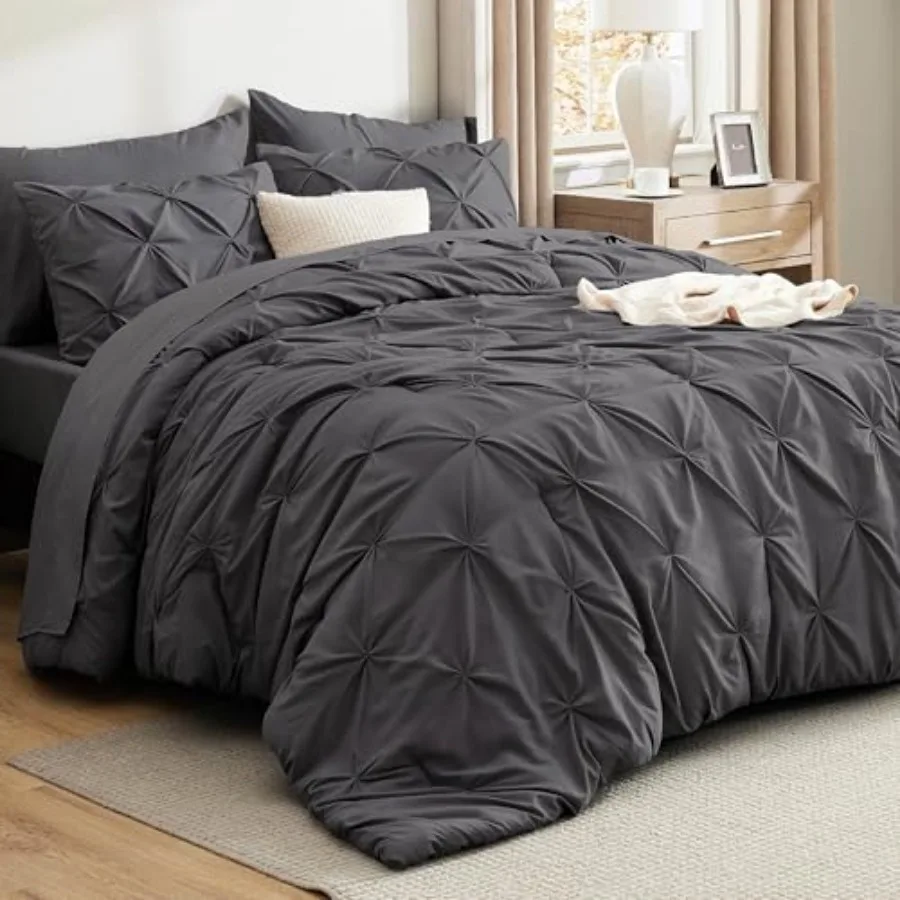 Comforter Set Dark Grey - Bed in a Bag Size Bedding 7 Pieces GentleSoft™ Pintuck Bed Set Gift for Family Pinch Pleat All Season
Comforter Set Dark Grey - Bed in a Bag Size Bedding 7 Pieces GentleSoft™ Pintuck Bed Set Gift for Family Pinch Pleat All Season