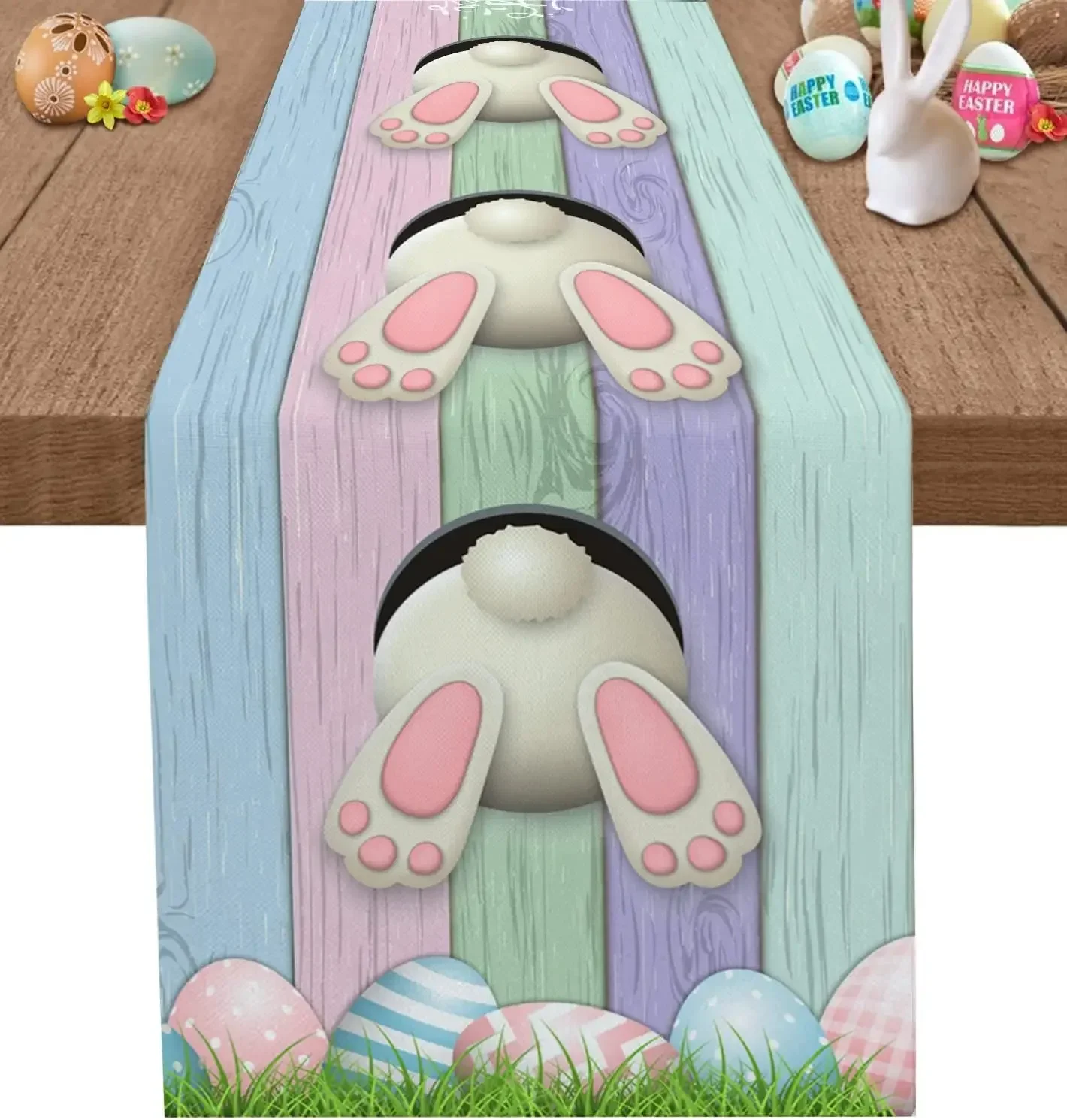 Easter Rabbit Egg Tail Colorful Wood Grain Linen Table Runners Party Decor Farmhouse Dining Table Runners Wedding Decorations
Easter Rabbit Egg Tail Colorful Wood Grain Linen Table Runners Party Decor Farmhouse Dining Table Runners Wedding Decorations