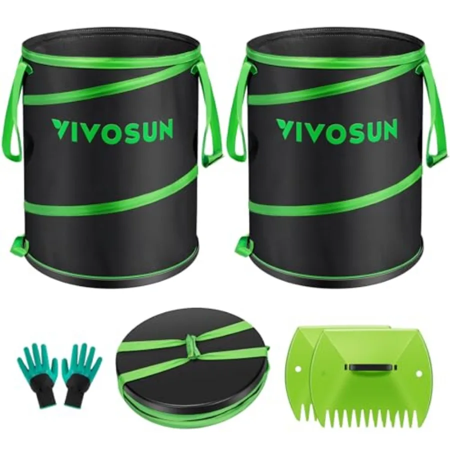 47-Gallon Collapsible Garden Bag, Yard Waste Bin with Hard-Shell Bottom, Leaf Scoops and Gloves, Collapsible Yard Waste Contain
47-Gallon Collapsible Garden Bag, Yard Waste Bin with Hard-Shell Bottom, Leaf Scoops and Gloves, Collapsible Yard Waste Contain
