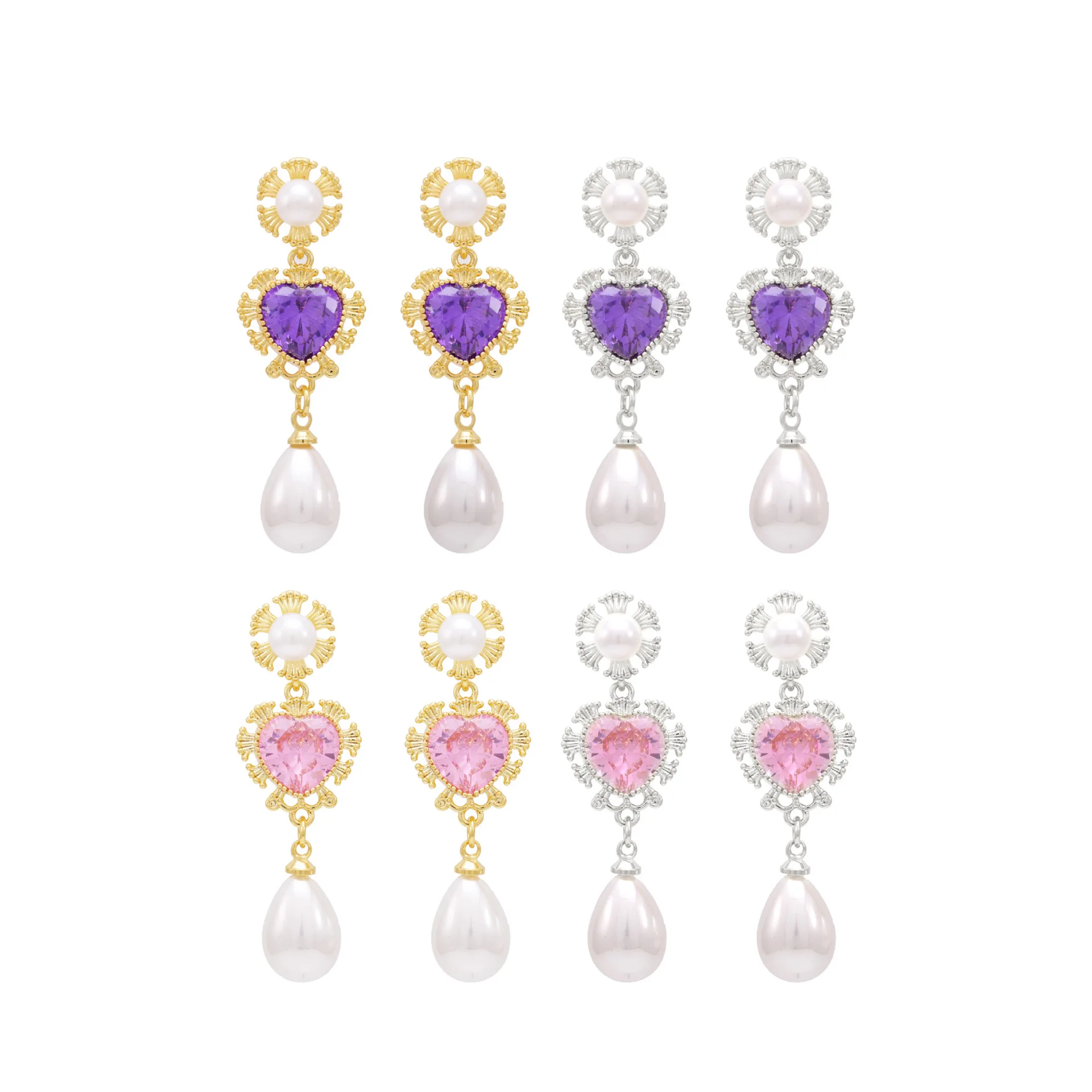 Minimalist Bling Zircon & Pearl Earrings 18K Gold Plated Pink Purple Heart Design Trendy Women's Jewelry Light Luxury Elegance
Minimalist Bling Zircon & Pearl Earrings 18K Gold Plated Pink Purple Heart Design Trendy Women's Jewelry Light Luxury Elegance