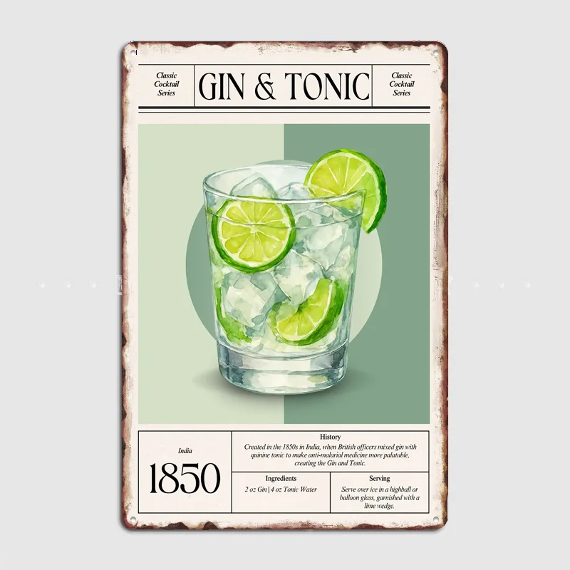 Gin Tonic Classic 1850 Indian Gin Tonic Metal Sign Pub Club Vintage Custom Bedroom Home Wall Decor Poster Room Decoration
Gin Tonic Classic 1850 Indian Gin Tonic Metal Sign Pub Club Vintage Custom Bedroom Home Wall Decor Poster Room Decoration