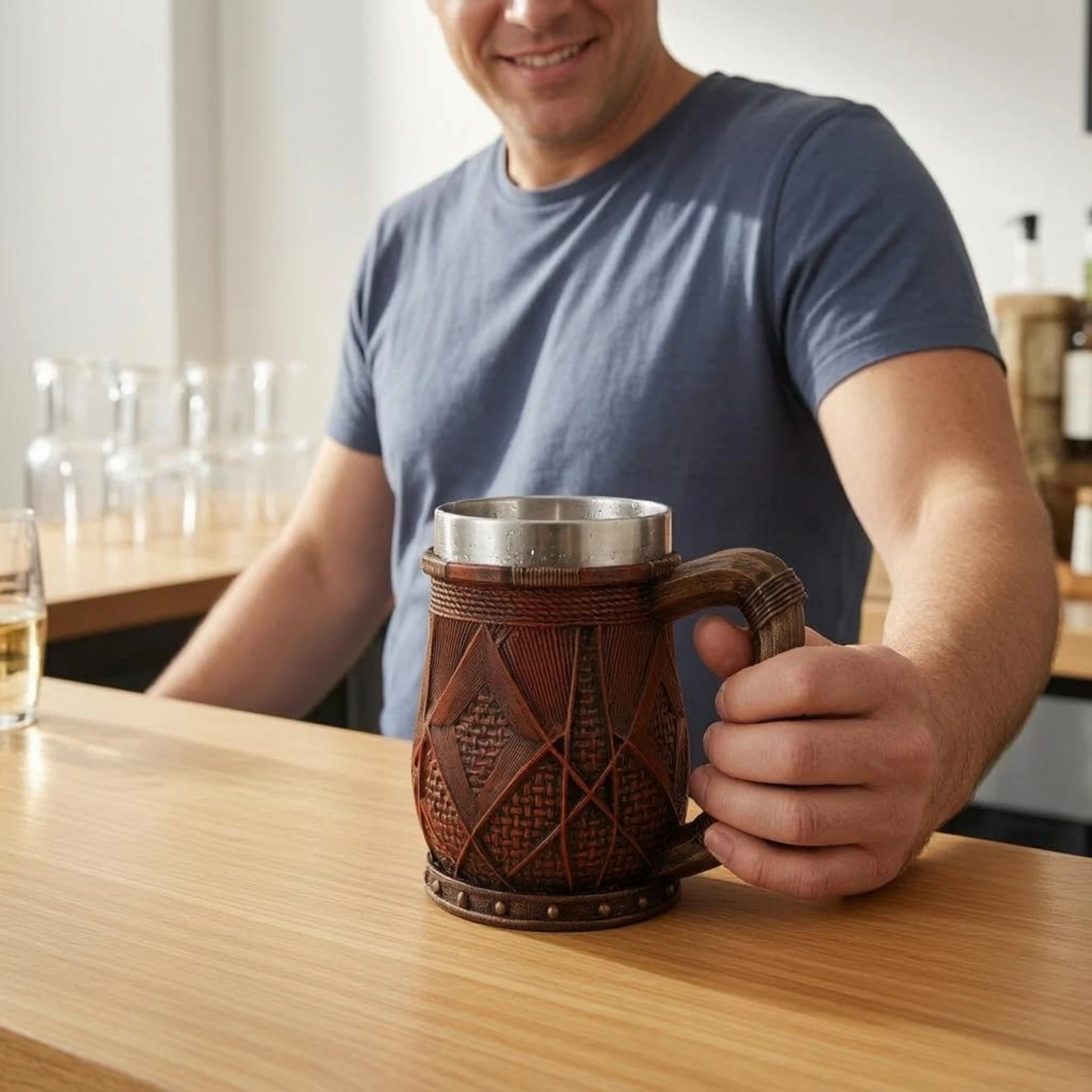 Rustic Beer Mug Cold Drinks Textured Beer Mug Stainless Steel Stein Dishwasher Safe for Bar
Rustic Beer Mug Cold Drinks Textured Beer Mug Stainless Steel Stein Dishwasher Safe for Bar
