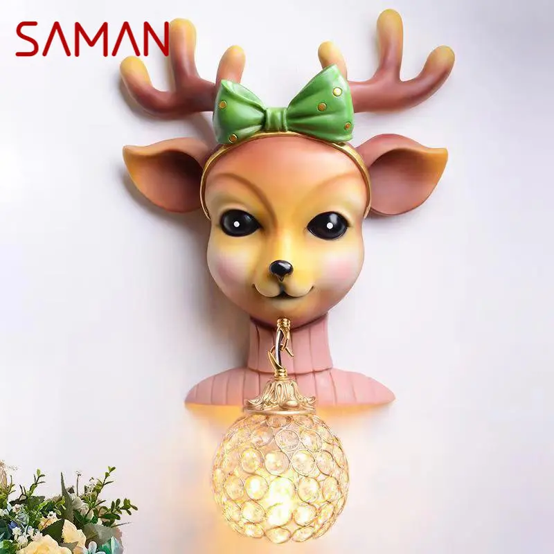 SAMAN Modern Resin Wall Sconce Lamp LED Creative Cartoon Deer Light For Home Living Room Background Bedroom Decor
SAMAN Modern Resin Wall Sconce Lamp LED Creative Cartoon Deer Light For Home Living Room Background Bedroom Decor