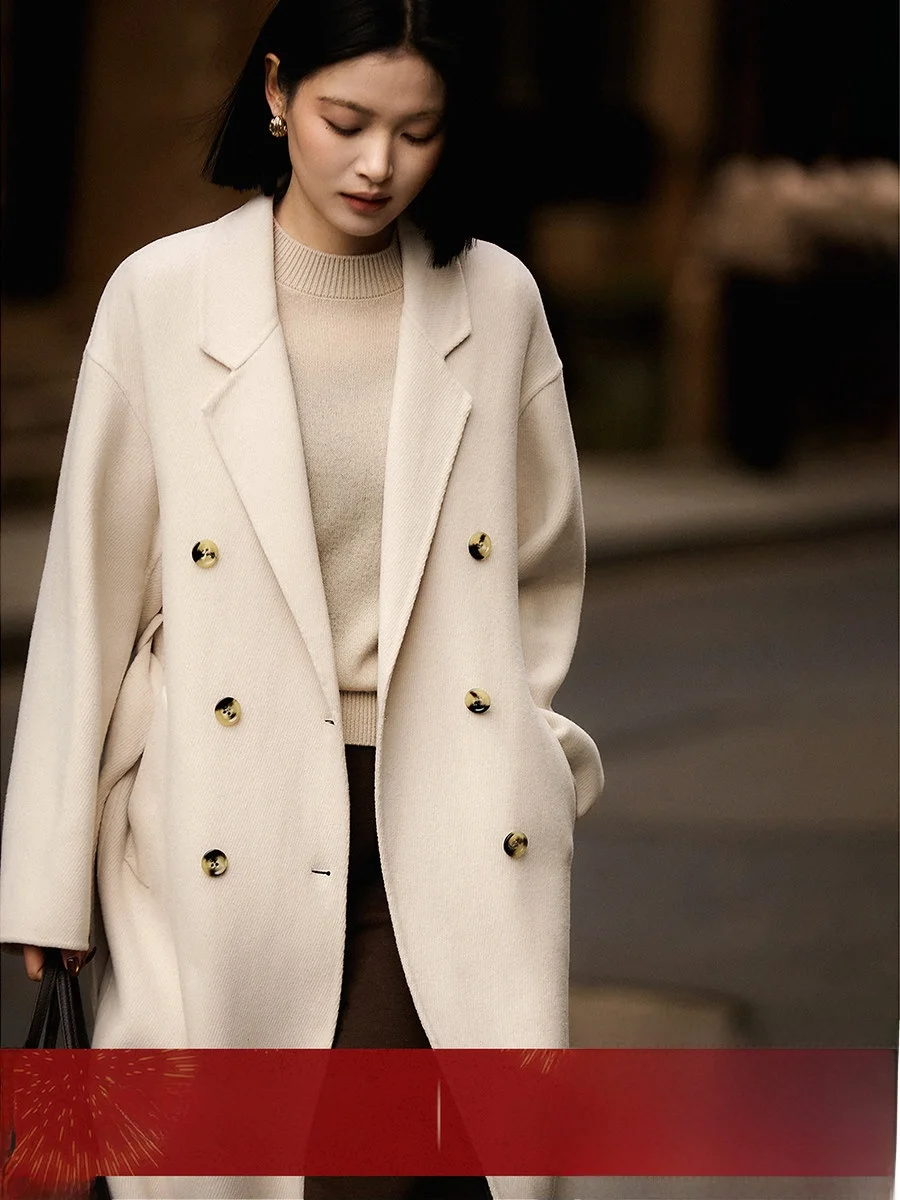 XiaoHanGe Classic Double-Faced Woolen Coat with Belt Mid-Length Women's Faion Warm Straight-Board OL Sle Winter Outerwear
XiaoHanGe Classic Double-Faced Woolen Coat with Belt Mid-Length Women's Faion Warm Straight-Board OL Sle Winter Outerwear