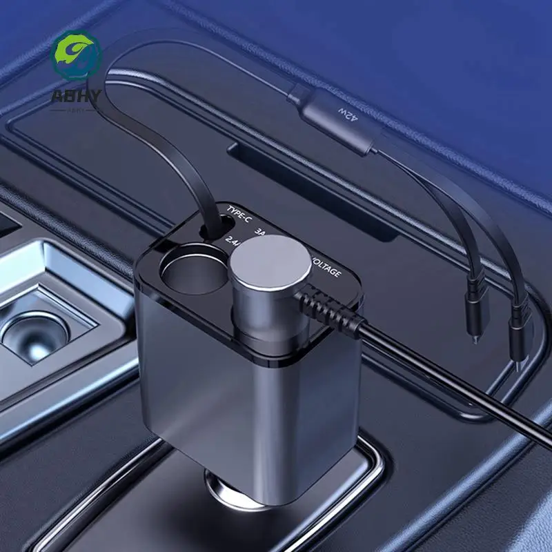 ABHY-Car Cigarett Sadapter Car Phone Charger Super Fast Charging With Retractable Cable Multi Port Car Adapter
ABHY-Car Cigarett Sadapter Car Phone Charger Super Fast Charging With Retractable Cable Multi Port Car Adapter
