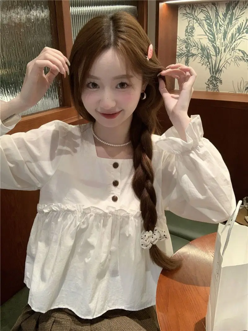 Blusas Femininas Elegantes Рубашки и блузки на пуговицах с квадратным вырезом Camisas De Mujer Топ Белый свободный шик
Blusas Femininas Elegantes Рубашки и блузки на пуговицах с квадратным вырезом Camisas De Mujer Топ Белый свободный шик