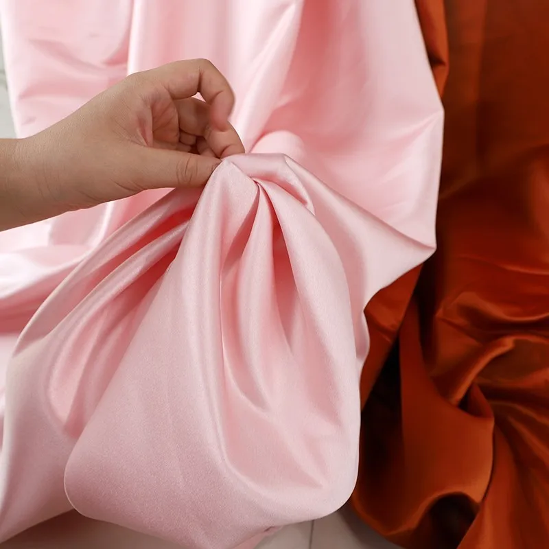 Solid color thickened satin wedding dress fabric matte haute couture evening with handcrafted lining
Solid color thickened satin wedding dress fabric matte haute couture evening with handcrafted lining