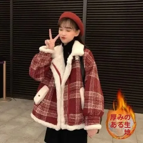 Trendy Plaid Cotton Jacket Women's Loose Thickened Winter Coat Warm Fluffy Fashionable Anti-Aging with Fleece Autumn Outerwear
Trendy Plaid Cotton Jacket Women's Loose Thickened Winter Coat Warm Fluffy Fashionable Anti-Aging with Fleece Autumn Outerwear