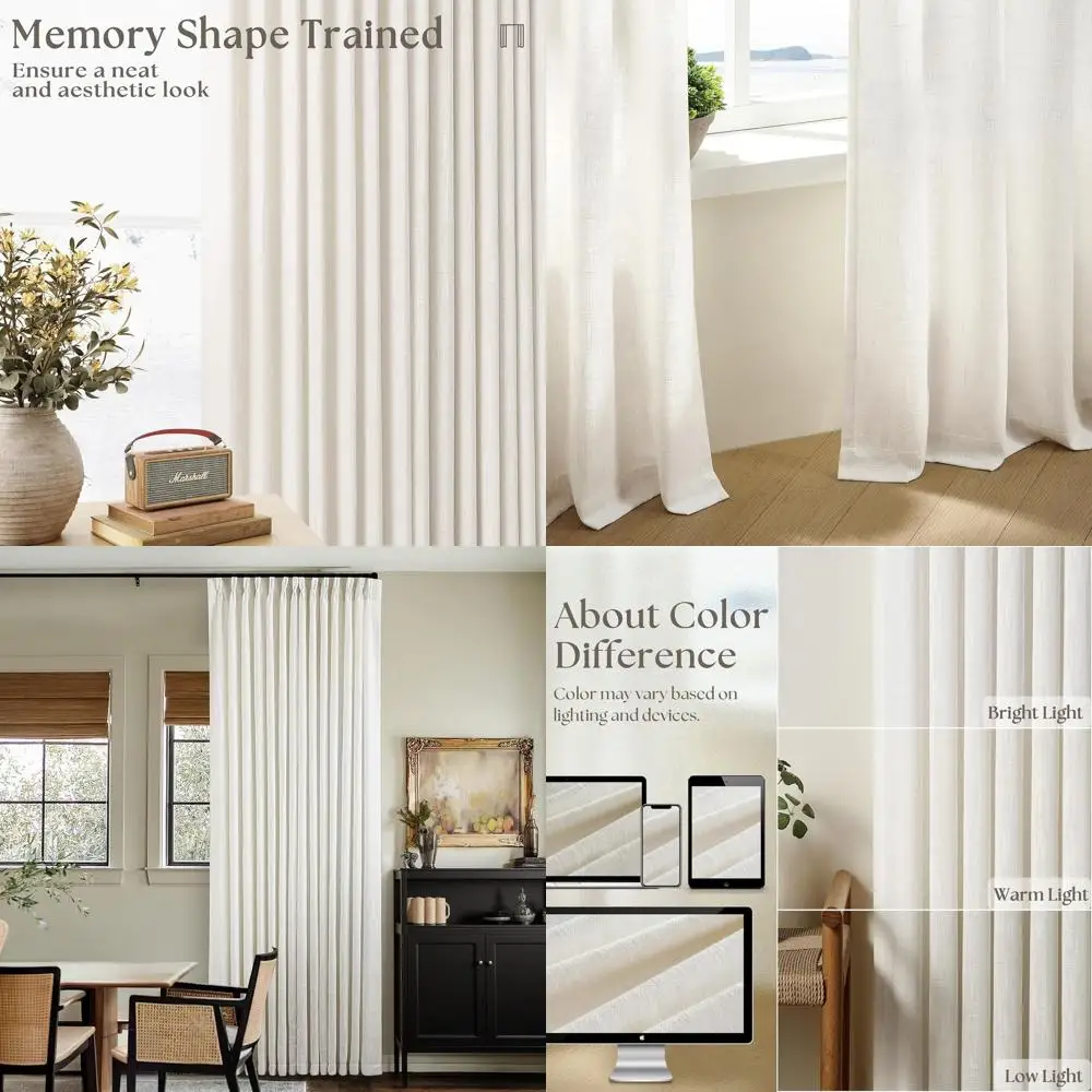 Натуральные льняные шторы с плиссировкой 102 плиссе для гостиной и спальни, комплект из 2 панелей с крючками и кольцами для рассеивания света
Натуральные льняные шторы с плиссировкой 102 плиссе для гостиной и спальни, комплект из 2 панелей с крючками и кольцами для рассеивания света