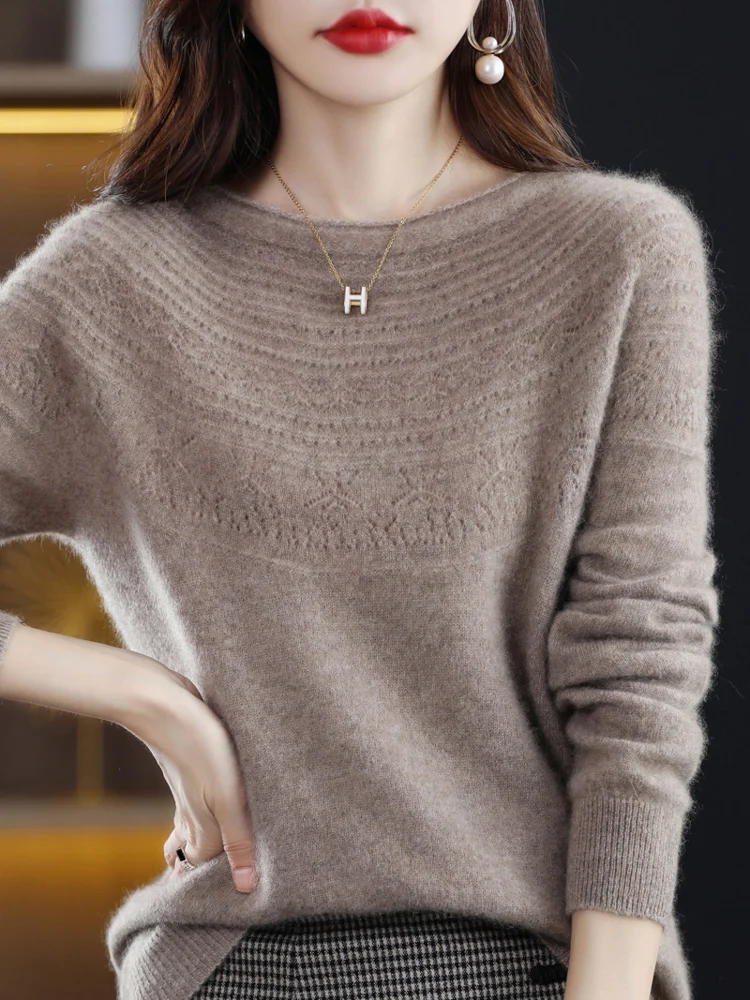 Women O-Neck Basics Cashmere Sweater Autumn Winter Hollow Pullover 100% Merino Wool Knitwear Female Soft Casual Knitting New Top
Women O-Neck Basics Cashmere Sweater Autumn Winter Hollow Pullover 100% Merino Wool Knitwear Female Soft Casual Knitting New Top
