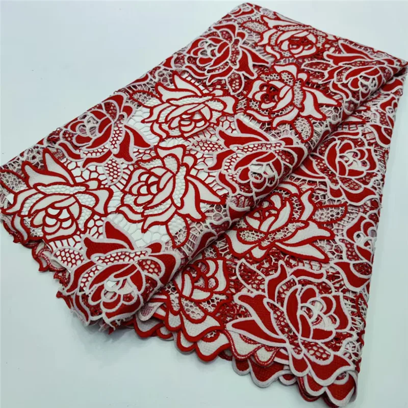 White Red African Guipure Cord Lace Fabric High Quality Nigerian Water Soluble Lace Fabrics For Sew Diy Party Dress Cloth
White Red African Guipure Cord Lace Fabric High Quality Nigerian Water Soluble Lace Fabrics For Sew Diy Party Dress Cloth