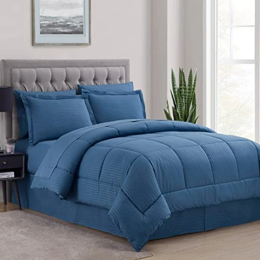 Comforter Set 8 Pcs Bed in a Bag with Bed Skirt, Fitted Sheet, Flat Sheet, 2 Pillowcases, 2 Pillow Shams
Comforter Set 8 Pcs Bed in a Bag with Bed Skirt, Fitted Sheet, Flat Sheet, 2 Pillowcases, 2 Pillow Shams