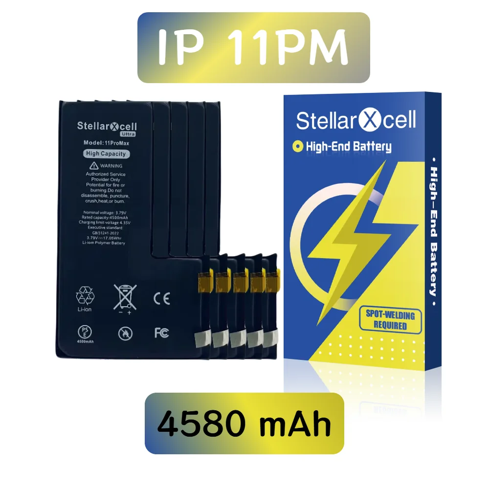 5pcsStellarXcell Without BMS Flex High Capacity Battery Cell For iPhone 11 Pro Max For Spot-Welding Tag-on Without BMS
5pcsStellarXcell Without BMS Flex High Capacity Battery Cell For iPhone 11 Pro Max For Spot-Welding Tag-on Without BMS