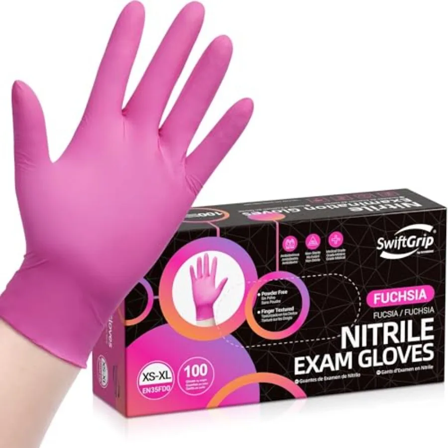 SwiftGrip Powder-Free Nitrile Gloves, 3-mil, Disposable Nitrile Gloves, Latex-Free, Powder-Free - Pink/Fuchsia
SwiftGrip Powder-Free Nitrile Gloves, 3-mil, Disposable Nitrile Gloves, Latex-Free, Powder-Free - Pink/Fuchsia
