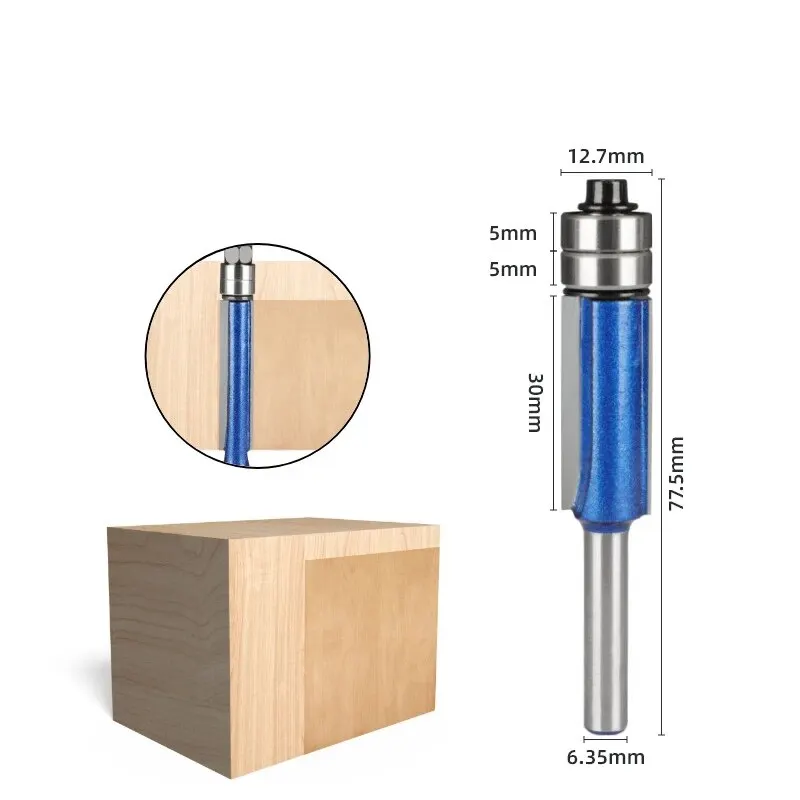 4pcs,Sparkling Silver-Blue Double Bearing Flush Trim Router Bit - 1/4" Shank Dual Cutting Blades Electric Accessory
4pcs,Sparkling Silver-Blue Double Bearing Flush Trim Router Bit - 1/4" Shank Dual Cutting Blades Electric Accessory